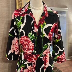 Samantha Sung Black and Red Floral Dress